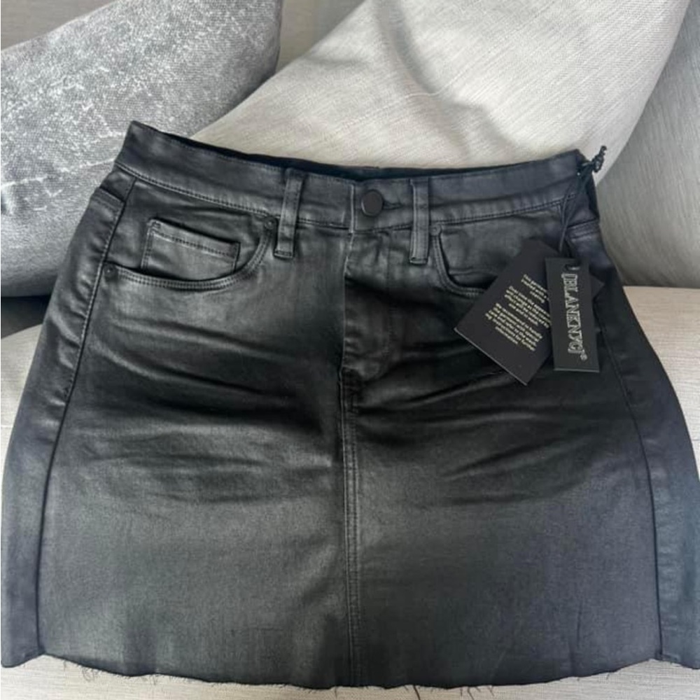 NWT Size 27 coated black denim skirt. BLANKNYC